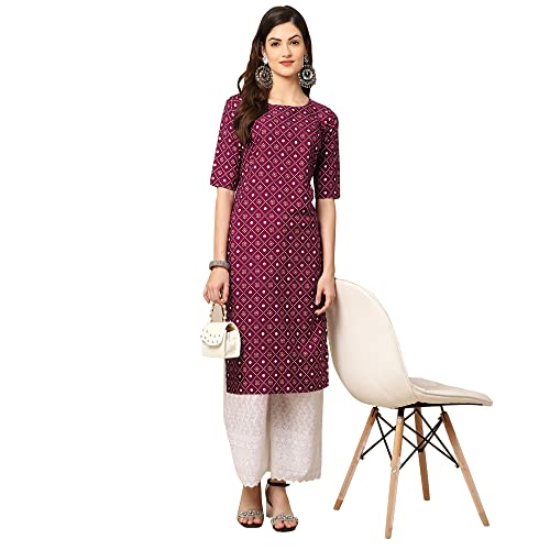 Image of Pinkmint Women's Crepe Floral Regular Kurta