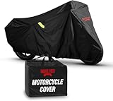 Badass Moto Gear All Wx Waterproof Motorcycle Cover; Heavy Duty, Night Reflective, Windshield Liner, Heat Shield, Lock Pocket, Taped Seams, 96