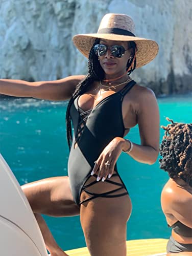 LAGSHIAN Womens Sexy One Piece Lace Up Straps Swimsuit Bathing Suit Swimwear3