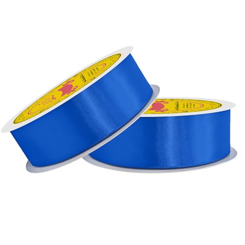 Image of 100 Yards Royal Blue Satin Ribbon Polyester Ribbon for Gift Wrapping Very Suitable for Weddings Party Hair Bow Invitation Decorations and More(1-1 /2 inch X 50Yards X 2 Roll)