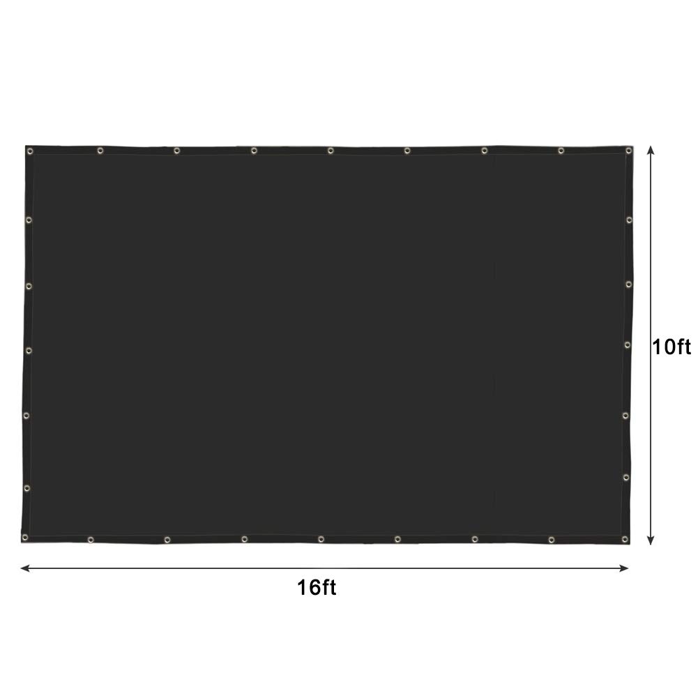 SEBORIO 90% Sunblock Shade Panel Fabric Shade Cloth with Grommets for for Pergola/Patio/Garden Shade Panel 10 ft x 16 ft, Black