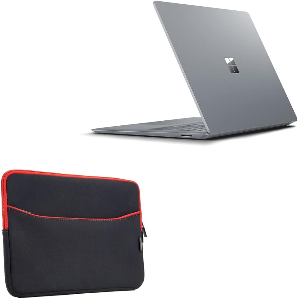 BoxWave Case Compatible with Microsoft Surface Laptop - SoftSuit with Pocket, Soft Pouch Neoprene Cover Sleeve Zipper Pocket - Jet Black with Red Trim