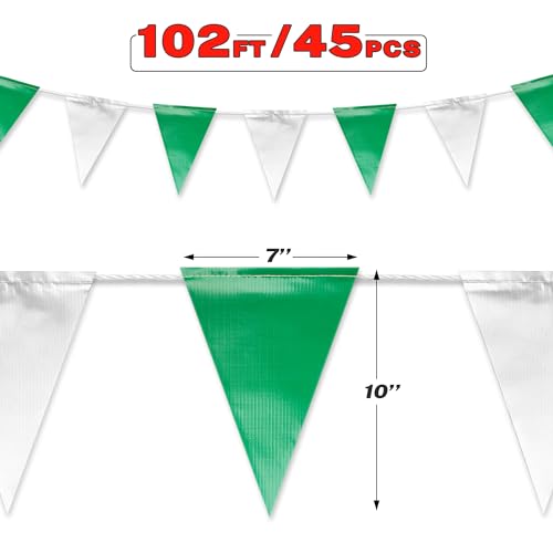 NACARUM Green & White Pennant Banner Flags | OSHA 500lb Rated | Strand Fade Resistant 【102FT】 by NACARUM - Used condition - Image 3