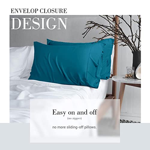 Wishsmile Teal Standard Pillow Cases Bamboo Cooling Pillowcases Set Of 2 Breathable Cool Silky Soft Moistur Wicking For Hot Sleepers,Hair And Skin Friendly,2 Pack,20X26 Inches #TOP4