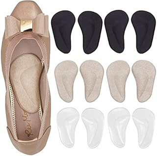 Gel Arch Support Pads Plantar Fasciitis Insoles, 6 Pairs Adhesive High Arch Pad Flat Feet Shoe Inserts Cushions for Relieve Pressure and Foot Pain, One Size and Unisex