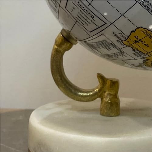 Image of Home Decor Globe with Ungli-Shaped Gold Arc and Sturdy Marble Base,Modern Globe for Office Decoration (Color-White gold)