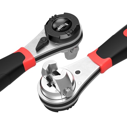 Mefape Adjustable Ratchet Wrench, Universal Socket Wrench Set, Ratcheting Wrench for 6-22mm Screw, Steel Ratchet Wrench Kit with Non-slip Handle, Reversible Gear