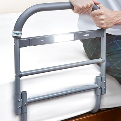 Lunderg Large Bed Assist Rail for Seniors with Motion Light & Non-Slip Bar