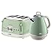 Ariete ARPK20 Retro Style Jug Kettle and 4 Slice Toaster Set, Vintage Design, Green