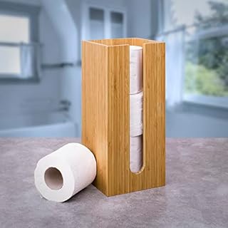 woodluv bamboo toilet roll holder - perfect for the bathroom or toilet