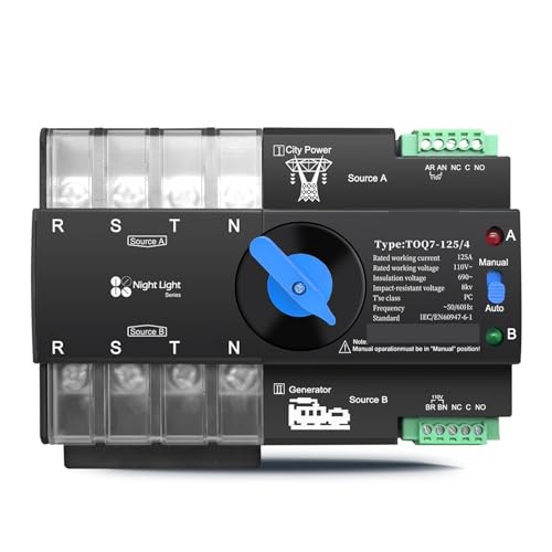 Interruptor selector ATS trifásico 4P 125A con conmutación automática de doble línea 120V