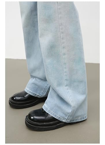 Men's Mid Rise Baggy Jeans Hip Hop Seam Flare Wide Leg Denim Pants Teen Boys Vintage Wash Loose Fit Y2K Jeans4