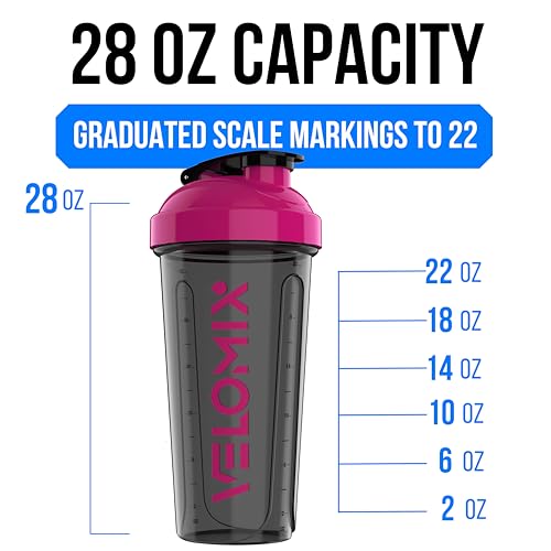 Image of VELOMIX -2 Pack- 28 oz Protein Shaker Bottles for Protein Mixes - 2x Wire Whisk | Leak Proof Shaker Cups for Protein Shakes and Pre Workout | Protein Shaker Bottle Pack (B2) Black /Pink