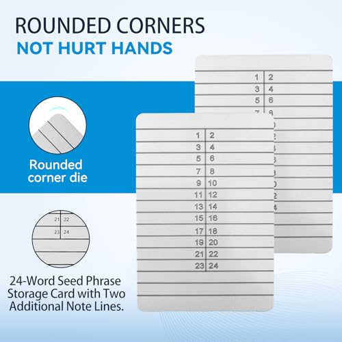 Seed Phrase Storage - 25 PVC-Backup-Karten mit 3 Dual-Tip Permanent Markern - Sichere & wasserdichte Crypto Wallet Recovery Solution für Bitcoin, Ethereum & alle Krypto-Wallets