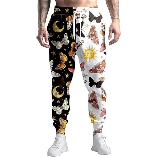 KARAZZO Pantalones Deportivos para Hombre de los años 80 y 90, Divertidos, para Entrenamiento, Correr, Estilo Retro, con Bolsillos, Negro Blanco, S