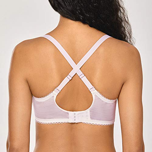 Image of DOBREVA Women's Sexy Lace Push Up Plus Size Bra Sheer Balconette Underwire Unlined