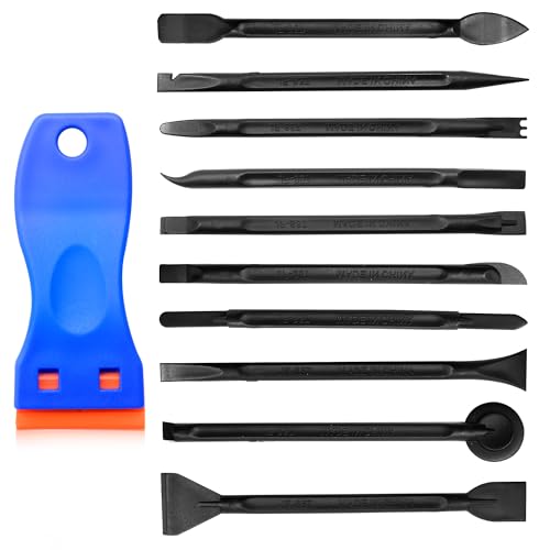 JJZGPP10 Piezas Raspador de Limpieza Antiarañazos Raspadores, Raspadores de Plástico de Fibra de Carbono Delantero Rascador de Plástico para Eliminar Etiquetas Manchas de Aceite Pintura Negro