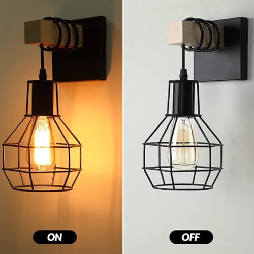 Lámpara de pared con enchufe interruptor aplique vintage negro E27 cable 3