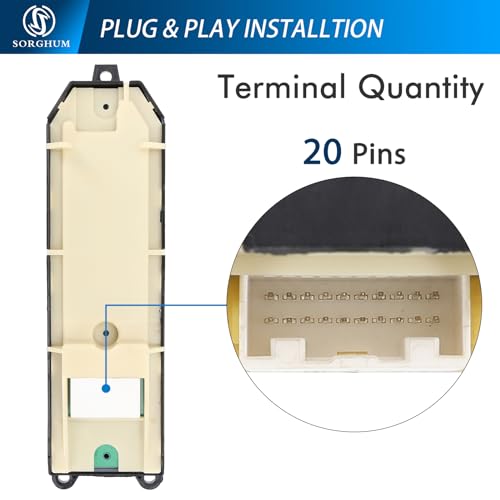Sorghum Power Window Switch Driver Side - Master Window Switch Compatible with 2009-2011 Toyota Camry 2008-2011/2013 Land Cruiser 2010-2015 Prius/Plug-in 2009-2015 Venza 20 Pins Replace# 84040-33100 by SORGHUM - Image 5