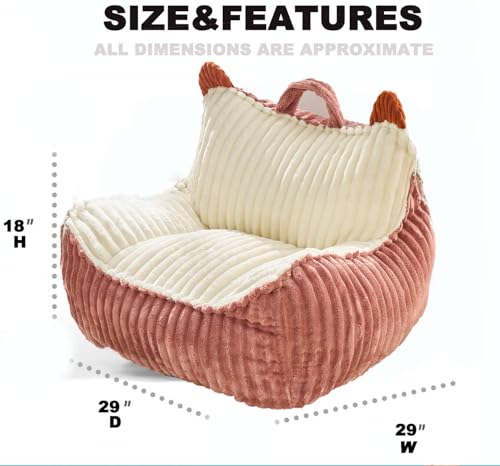 Image of Kisoy Bean Bag Chair, Bean Bag Sofa with Memory Foam Filler for Boys and Girls Soft Faux Fur Fabric Floor Chair for Gaming, Reading Relaxing,Pink