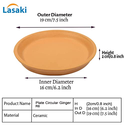Image of Lasaki Round Ginger Ceramic Bottom Trays /Plate for Planter (6-inch, Set of 2) | Dripping Tray for Pots, Tray for Indoor & Outdoor Planters, Home Decor