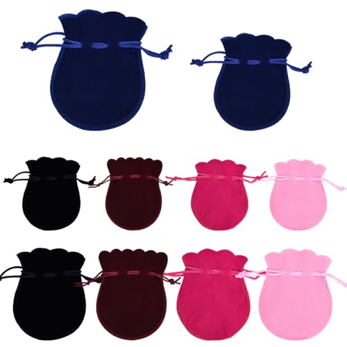 TRKETK 10 Piezas Bolsas Terciopelo para Guardar Joyas Bolsas De Joyería con Cordón Pequeño Portátil Bolsa de Regalo de Caramelos para Boda Favores Joyas y Dulces Evitar ArañAzos