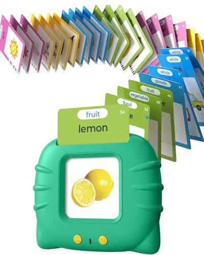 Airbition Talking Flash Cards for Toddlers 1 2 3 4 Year Olds, Montessori Language Learning with 224 Words, Pocket Speech Therapy and Autism Playthings, Children's Sensory Educational Device, Green
