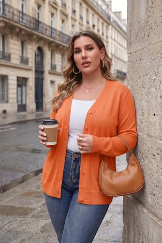 Image of TIANZHU Plus Size Cardigan for Women Button Open Front Long Sleeve V Neck Comfy Lightweight Sweaters XL-4XL