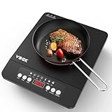 VBGK Single Burner Induction Cooktop,1800W Portable Induction Cooktop,110V Induction Hot Plate with LCD Sensor Touch, 7 Temp Levels up to 518°F, Safety Lock, 4-Hour Timer, 9 Heat-Resistant Cooking