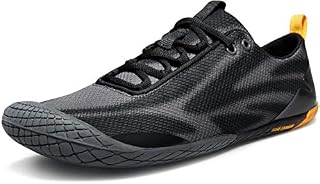 TSLA Men's Trail Running Minimalist Barefoot Shoe, Baretrek(bk32) - Black & Grey, 8