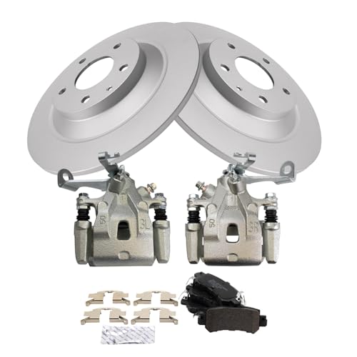 Image of TRQ Rear Brake Pad and Rotor Set Semi Metallic Coated Rotors Calipers | For 2013-2015 Mazda CX-5
