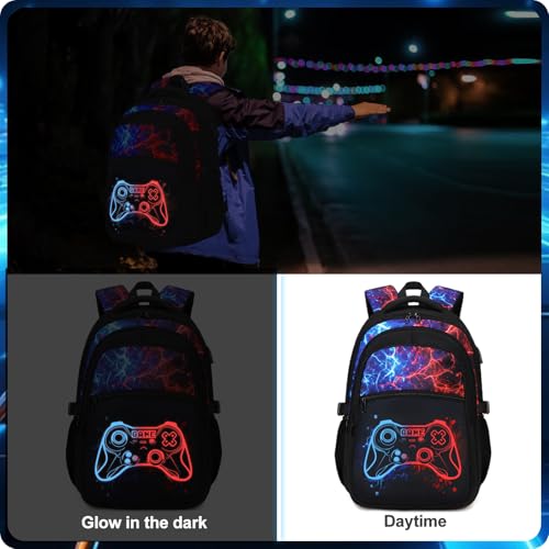 DIGOBAY Boys Backpack for School, Luminous Gamer Backpack with Lunch Box by DIGOBAY - Used condition - Image 5