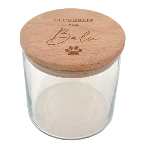 Feenstaub Personalisiertes Vorratsglas mit graviertem Deckel, Glas Futterdose Hund, Futteraufbewahrung, Geschenk Hund, Hundebesitzer, Leckerli-glas, Aufbewahrungsglas mit Namen, Pfote