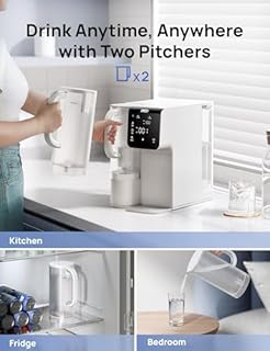 DREO Reverse Osmosis Water Filter Countertop, 7-Stage RO Water Filtration System, 2 Water Pure Pitchers design, Installation-Free, Reduce TDS, Water Filter Pitcher for Home, Kitchen, 3:1 Pure to Drain
