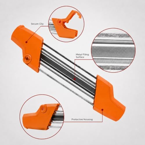 2-in-1 Chainsaw Sharpener for Husqvarna 435, Dual-Handle Filing Guide for Chain Cutters and Depth Gauge Maintenance,Orange — view 3