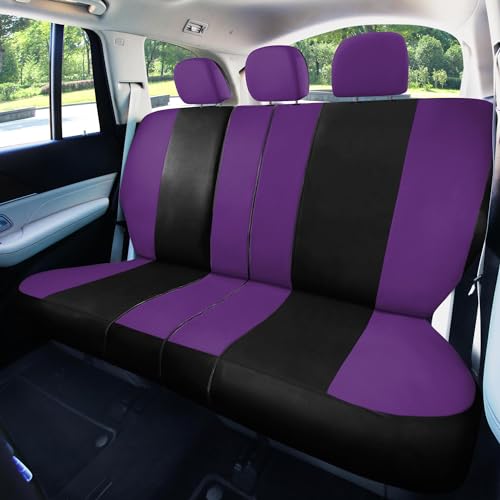 Image of FH Group Car Seat Covers Rear Set Cloth - Universal Fit Automotive Seat Covers, Low Back Front Seat Covers, Solid Back Seat Cover, Washable Car Seat Cover for SUV, Sedan and Van Purple
