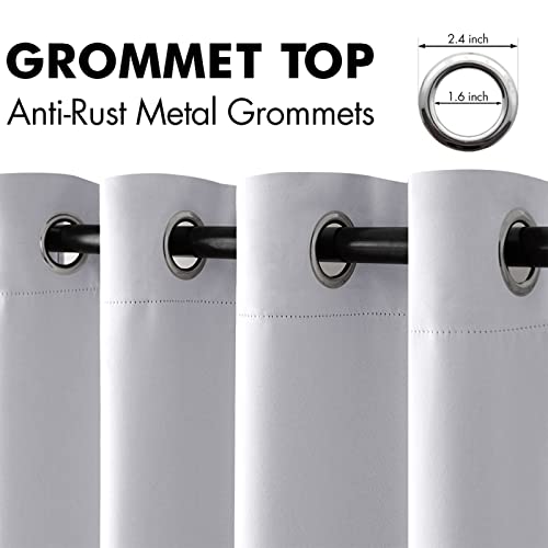 MIULEE 90" Long Room Darkening Curtains, Chirstmas Thermal Insulated Drapes Solid Window Treatment Set Grommet Top Light Blocking Blackout Curtain for Living Room 2 Panels Greyish White