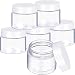 6 Pack 1 oz Plastic Pot Jars Round Clear Leak Proof Plastic Cosmetic Container Jars with White Lids for Travel Storage Make Up, Eye Shadow, Nails, Powder, Paint, Jewelry(1 oz)