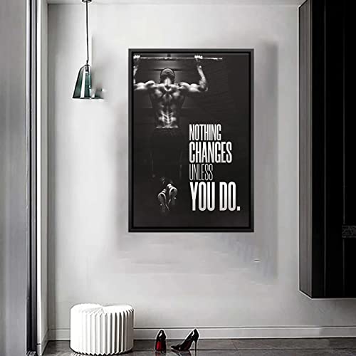 Negro Motivacional Cita Lienzo Y PóSter Imprimir MúSculo Entrenamiento Pared Arte Motivacional DecoracióN Lienzo Pintura Para Gimnasio HabitacióN Hogar DecoracióN 42x60cm Sin Marco Cover