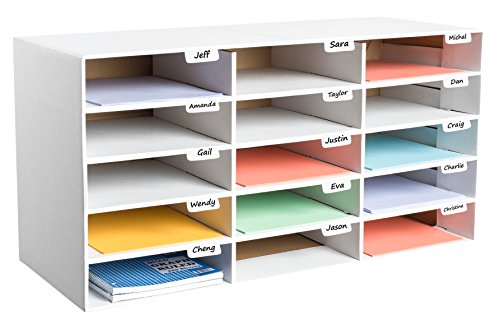 Adir File Sorter Literature Organizer - Mail Vinyl Craft Paper Storage Holder Corrugated Cardboard For Office, Classrooms, And Mailrooms Organization (15 Slots, White) #TOP1