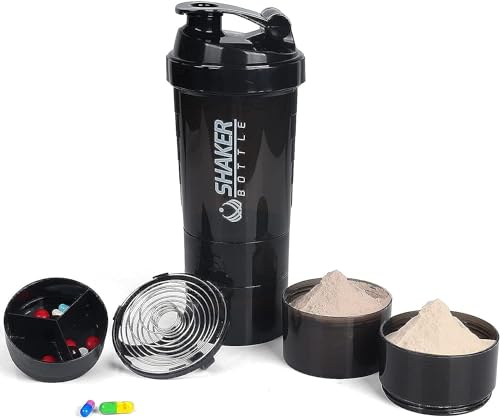 Protein shaker bottle 100% bpa-free leak proof for protein mixes or powdered drinks - (black)