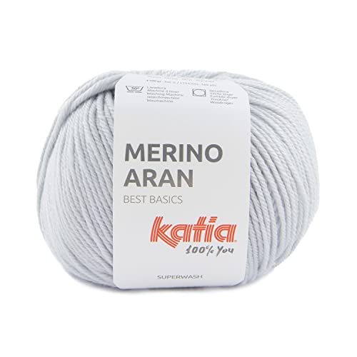 Laine mérinos Aran Katia pelotes de 100 grammes et 155 mètres (gris bleuon 98)