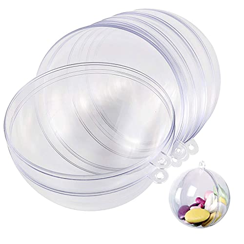 ZEONHEI 40 Set 3 Inch Clear Ornaments, Clear Plastic Fillable Christmas Ornaments Balls for Wedding Party Home Decor DIY Craft