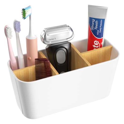 Noxtioanip Toothbrush Holder, Zahnbürstenhalter mit Bambus Trennwände, 5...