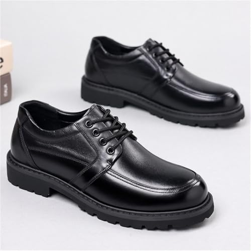Men's Genuine Leather Dress Shoes Fall Lace Up Business Formal Chunky Sole Round Toe Top Grain Cowhide Casual Oxfords2