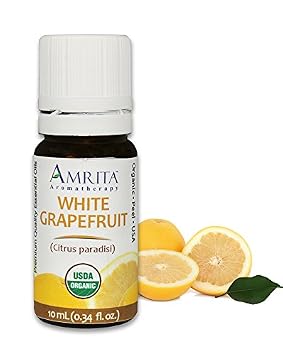 Amrita Aromatherapy Organic White Grapefruit Essential Oil, 100% Pure Undiluted Citrus paradisi, Therapeutic Grade, Premium Quality Aromatherapy Oil, Tested & Verified, 10ML