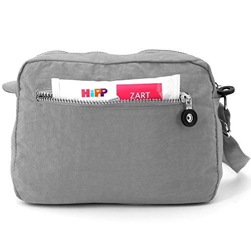ekavale Kleine Schultertasche aus Wasserabweisendes Nylon – Handtasche für Damen & Mädchen - Crossbody Bag - Leichte Umhängetasche (Grau)
