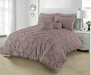 RAYYANLINEN 3PCs PINTUCK PLEATED DUVET COVER BEDDING SET WITH PILLOWCASES (Charcoal Grey, DOUBLE)