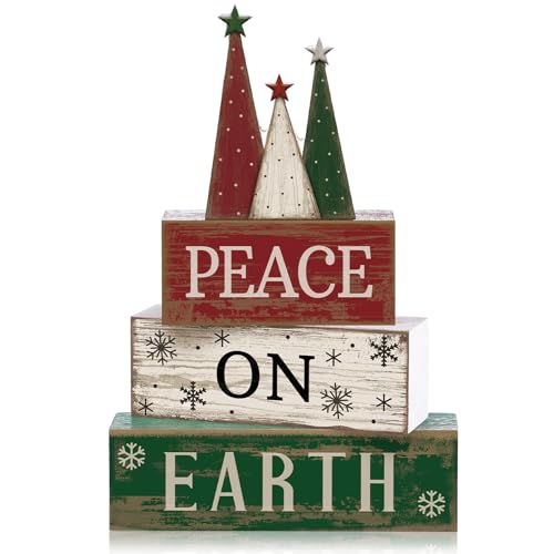 Lineshading 4 Pcs Christmas Table Decoration Wooden Christmas Tree Signs