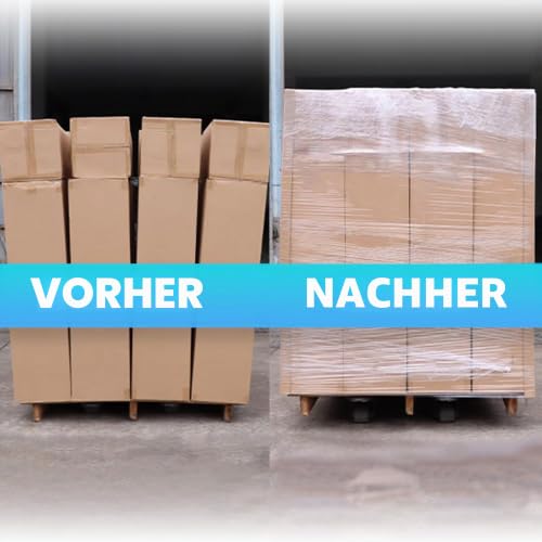 TAPEBEAR Stretchfolie mit Griffen, Transparente Wickelfolie 380mm x 230m Industrielle Stärke 60 Gauge Kunststofffolie Schrumpffolie für Palettenverpackung, Versand, Umzug, 2 Rollen